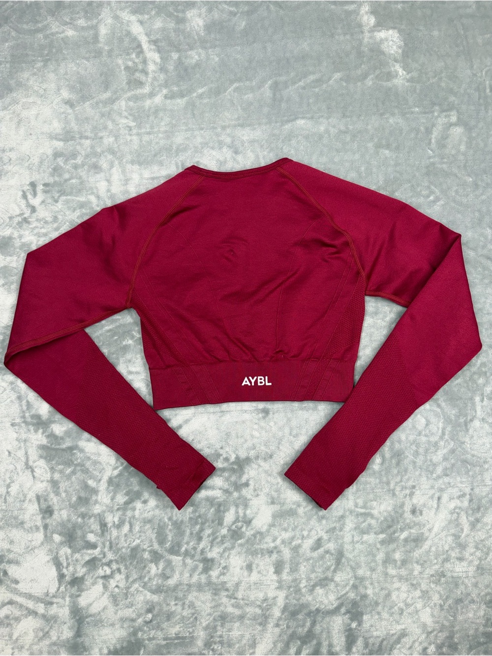 AYBL Burgundy Seamless Long Sleeve Cropped Active Top